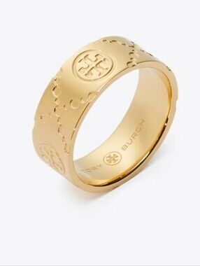 Tory Burch Icon T Monogram ring with a Highly Polished Gold Finish